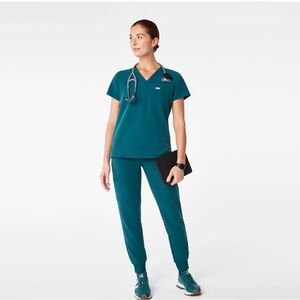Figs Teal Scrub Set S Top, MT bottom